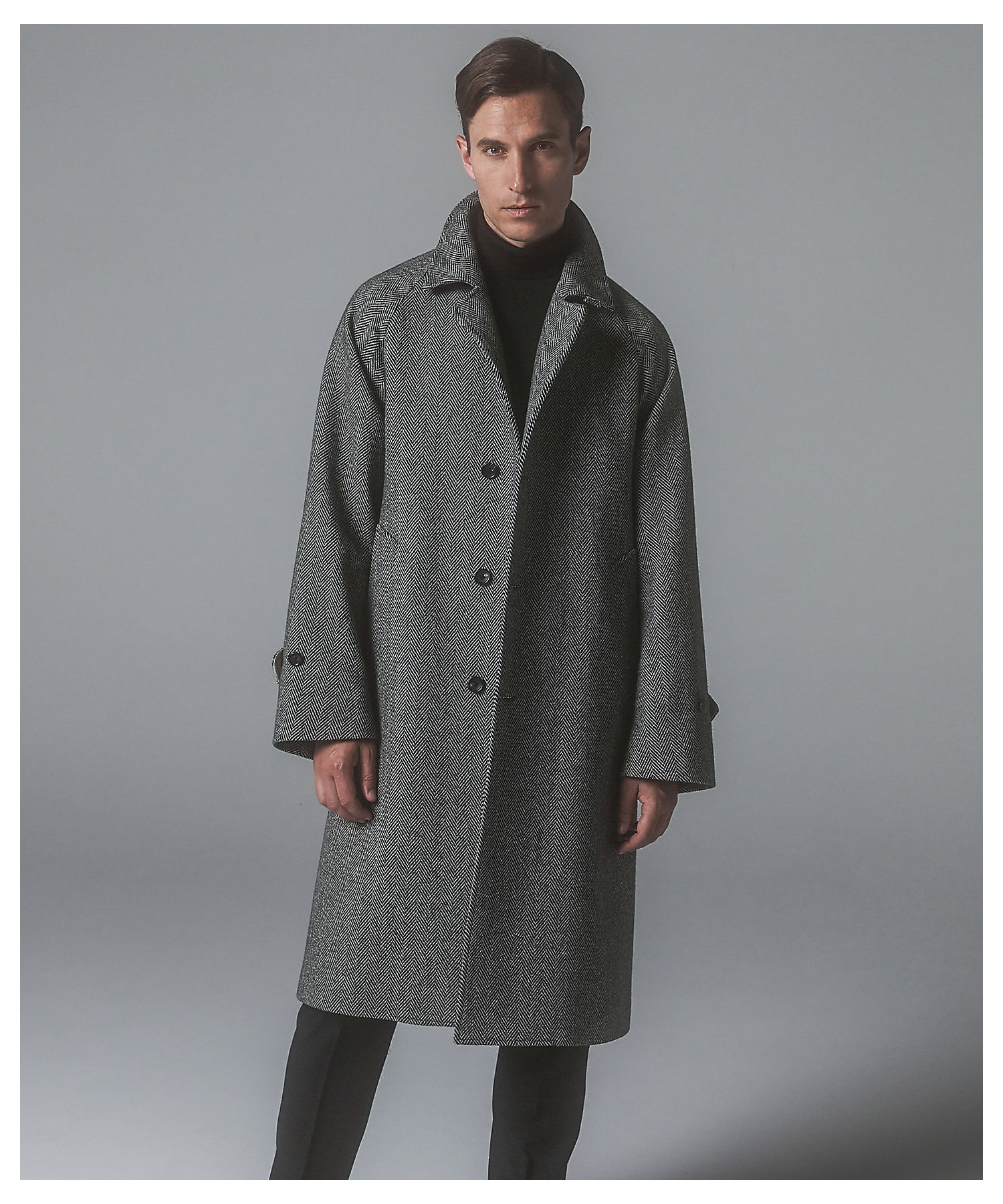 山栄毛織】カントリーツイード ステンカラーコート