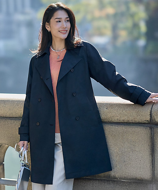 2WAY仕様】メモリーストレッチタフタ トレンチコート