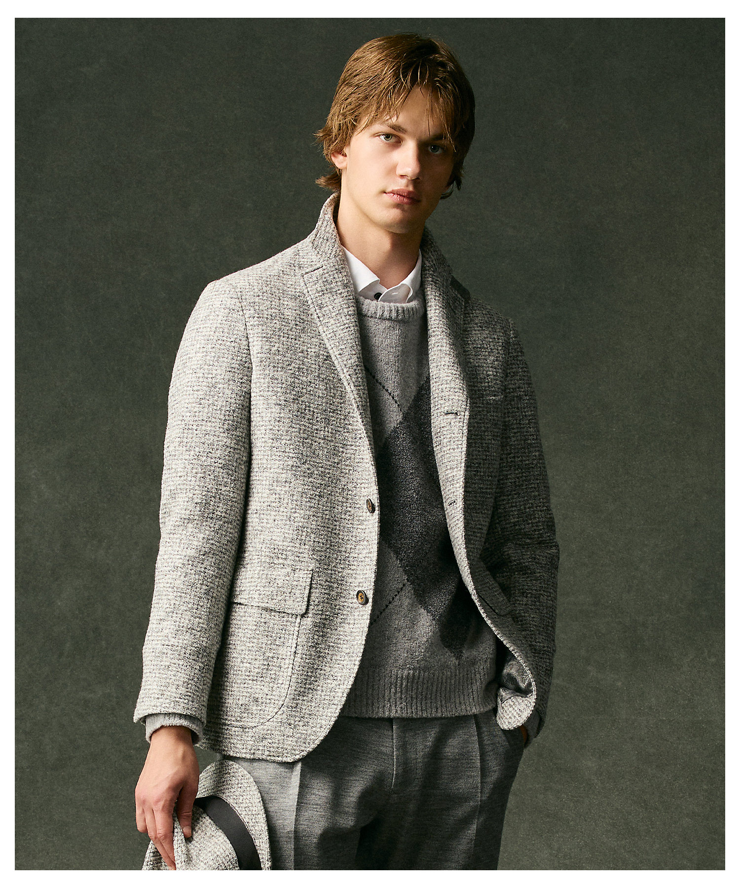 イタリア素材／軽量／ストレッチ】スライバー千鳥 ジャケット