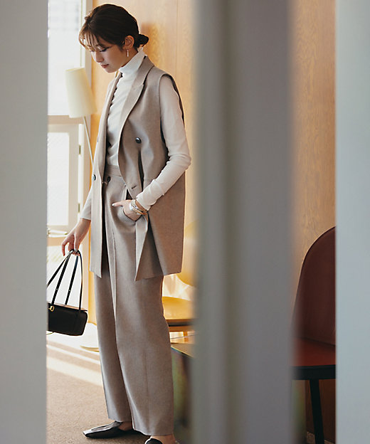 セットアップ対応】リネン ミックスツイード ジレ