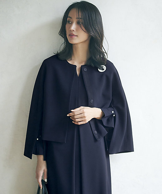 VERYコラボ 】トリアセ ダブルジョーゼット ノーカラージャケット