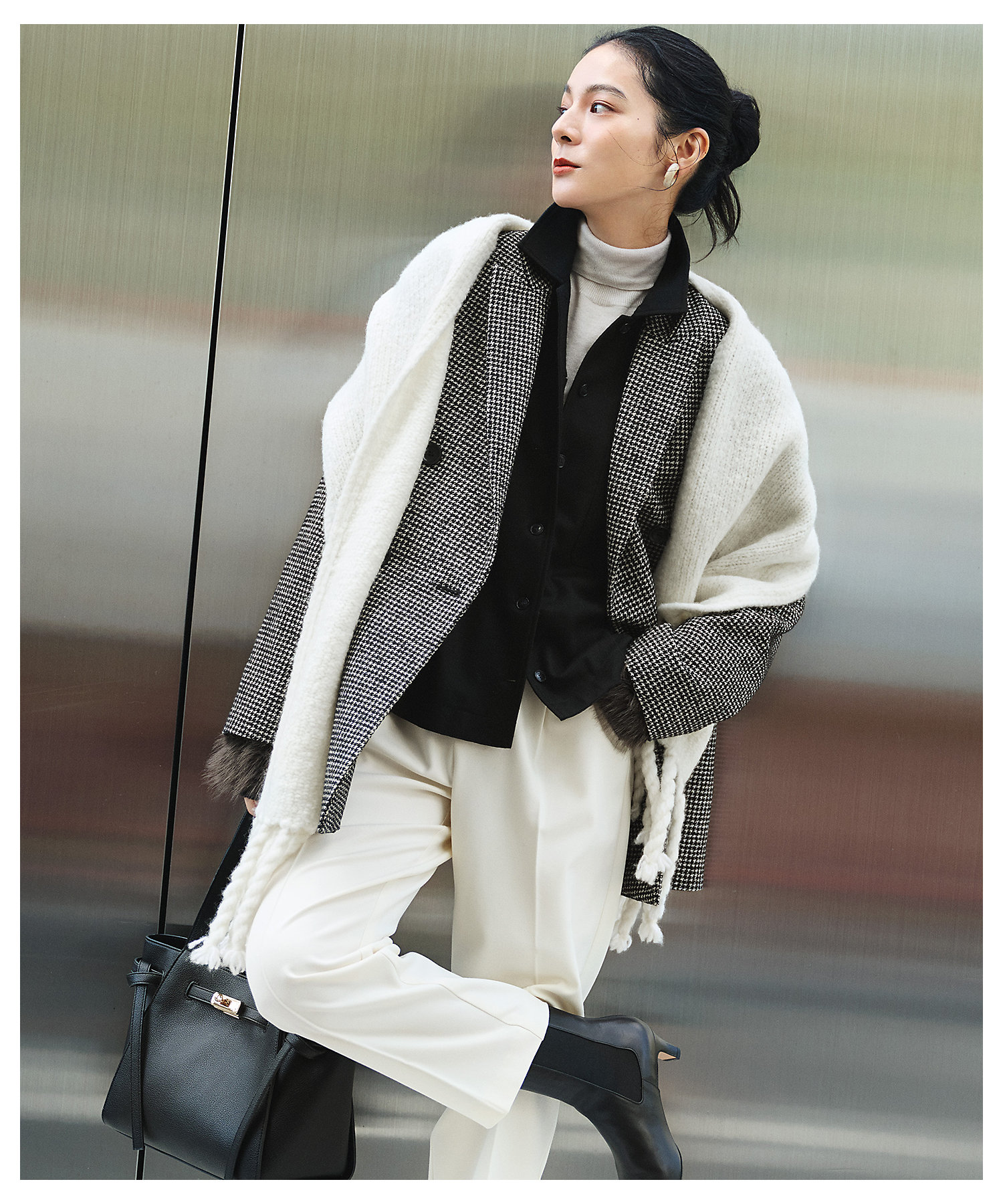 見上愛さん着用／VERY12月号掲載】ループミックスツイード