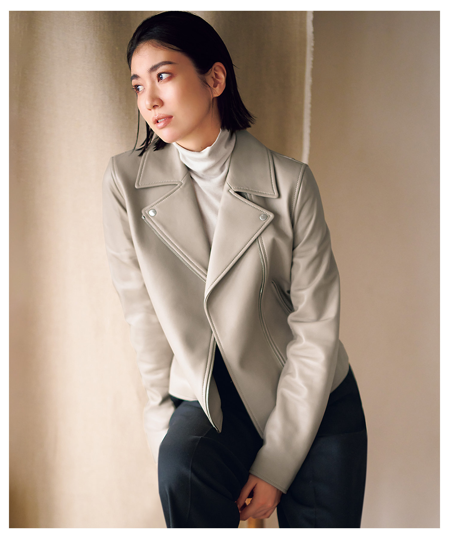 未使用♡ESCADA 高級ラムレザージャケット ナッパレザー riri