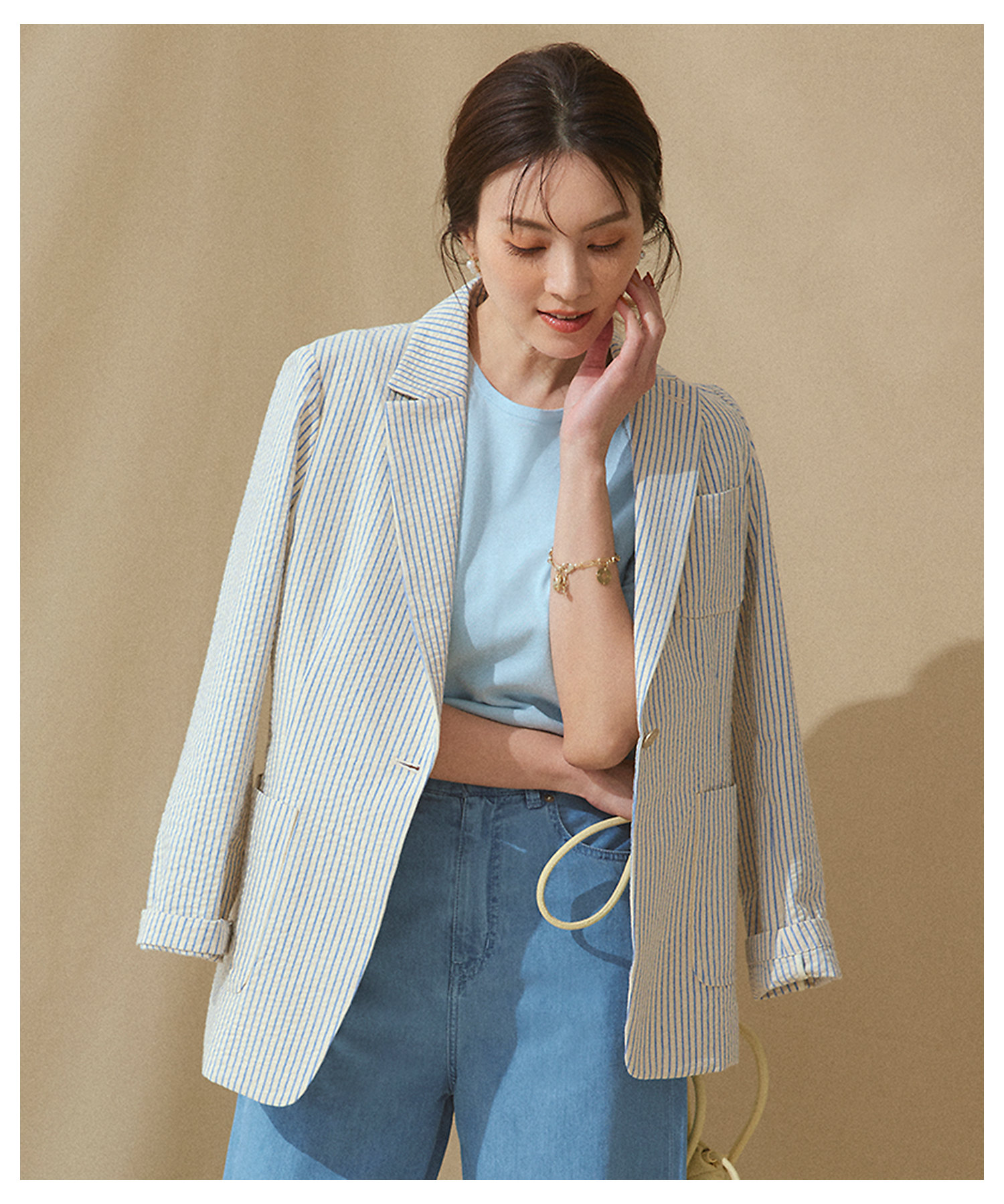 洗える】サッカーストライプ ジャケット（JKWSSM0307） | 23