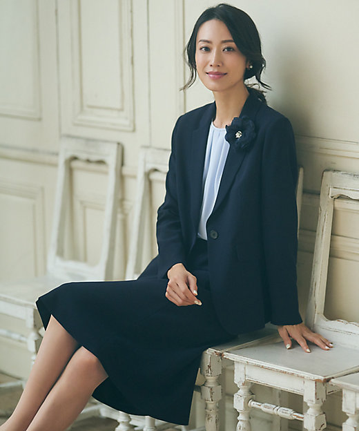 セットアップ対応／洗える】トリアセダブルジョーゼット テーラード