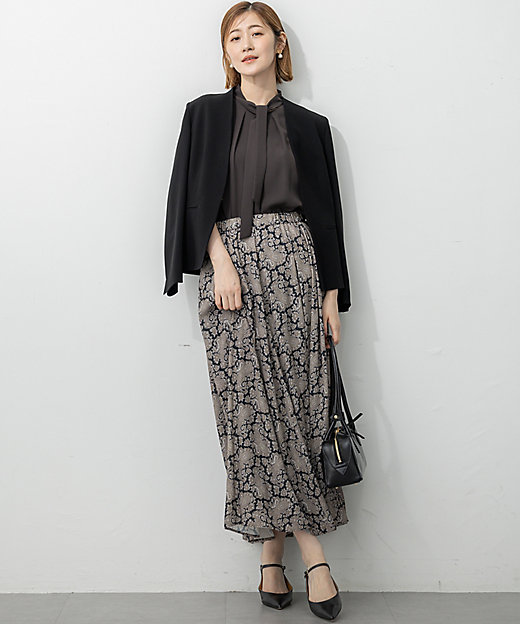 セットアップ対応／洗える】トリアセダブルジョーゼット ノーカラー