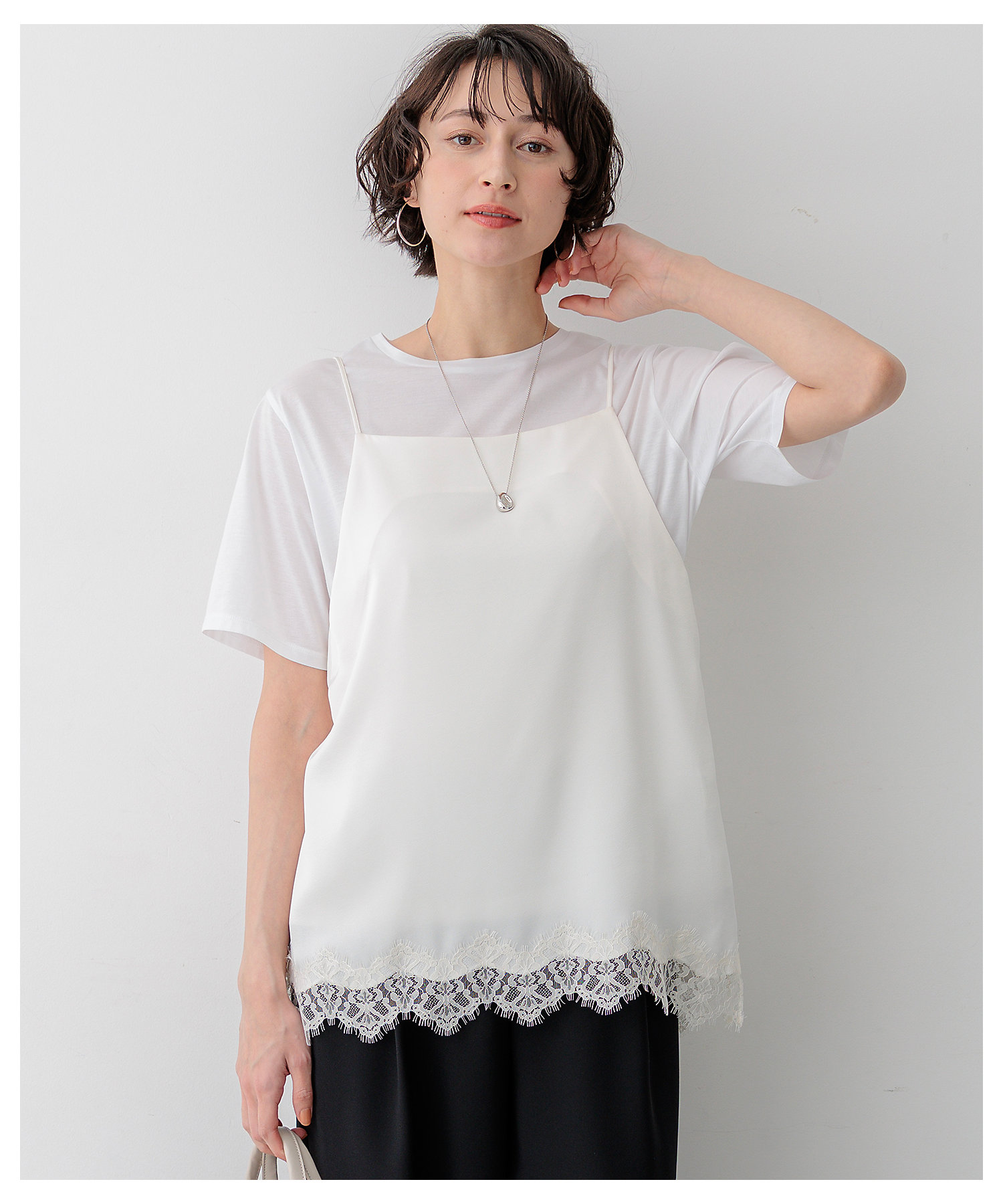 サテンレースキャミソール（KKWWLM6336） | 23区 L (Women