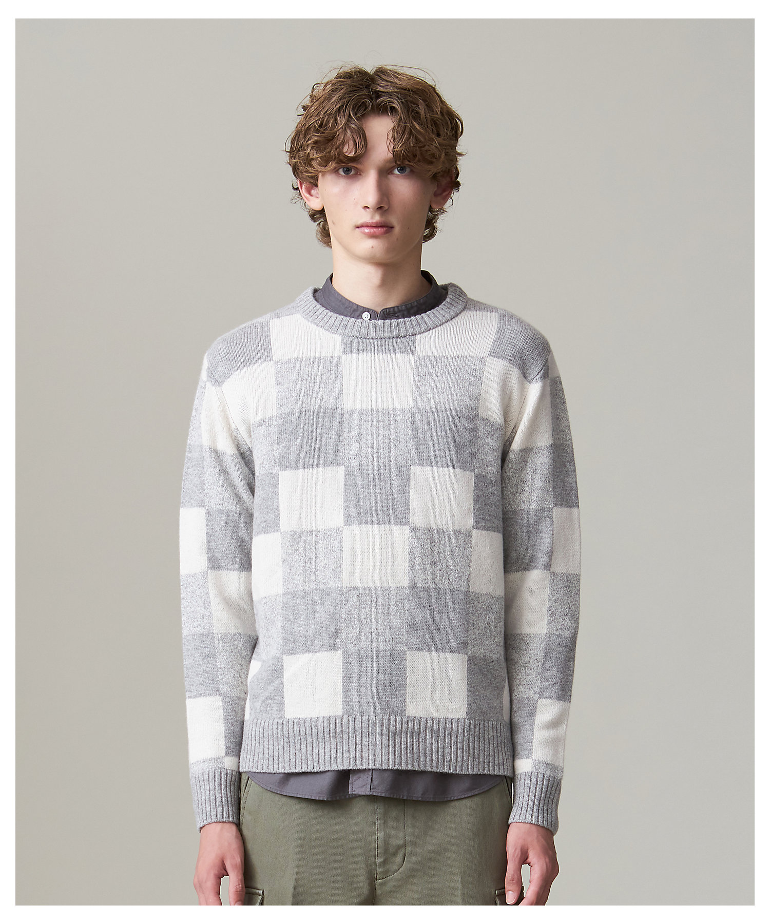 Cash Lamb's Wool】クレイジーパターンニット ／ クルー