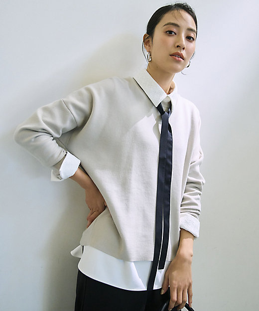 洗える】 シルキーウールダブルフェイス ニットプルオーバー