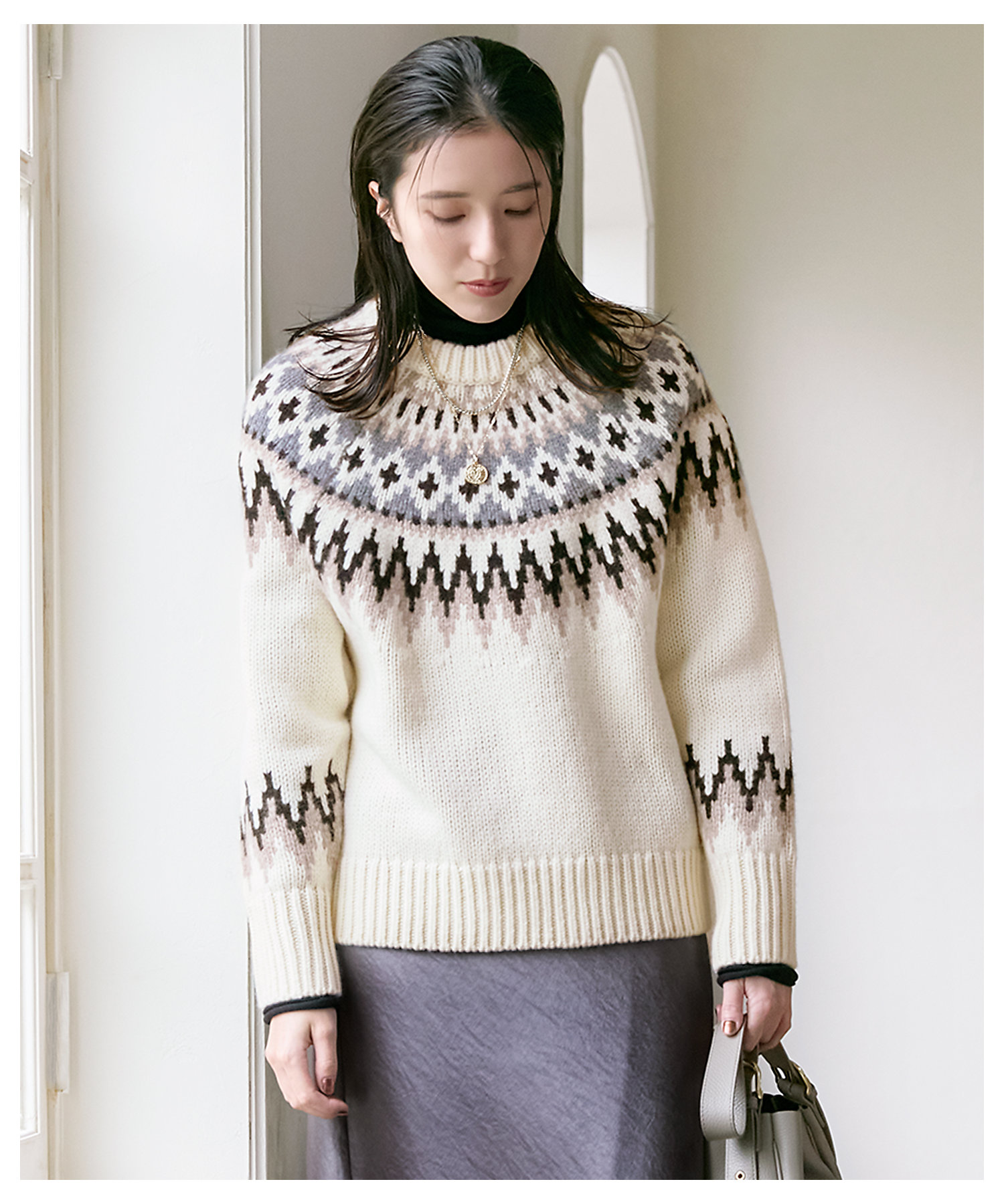 SLOW／一部店舗限定】ノルディック プルオーバー ニット