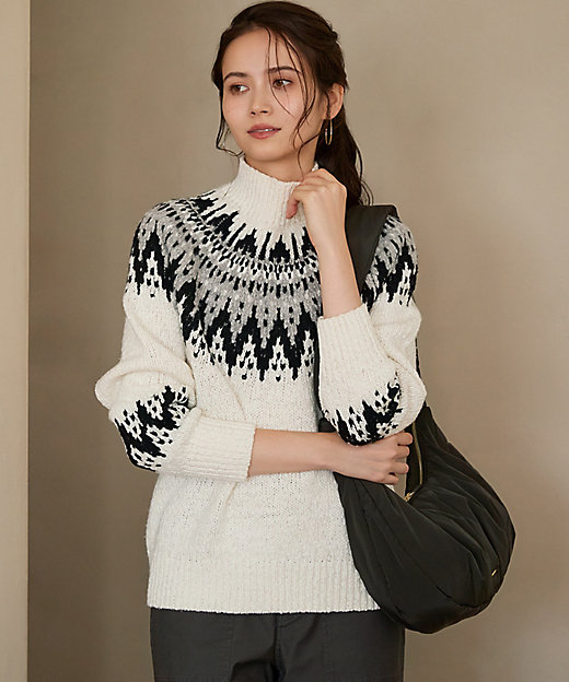 SLOW／一部店舗限定】ジャカード ハイネック ニット