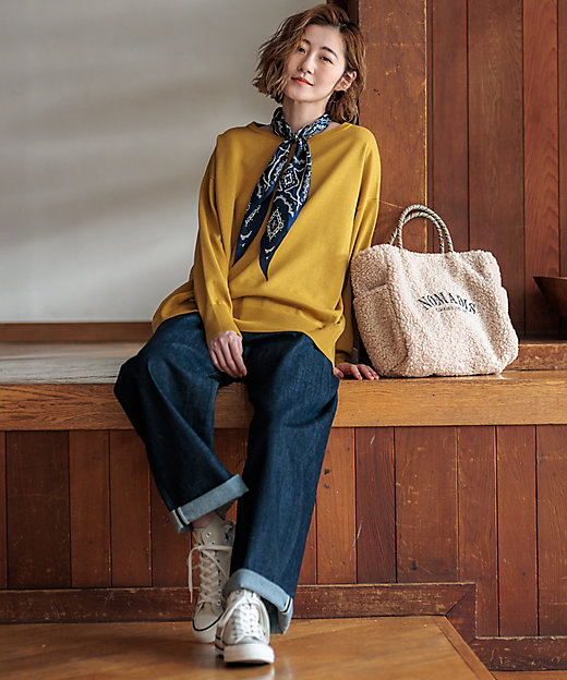 洗える】ウールコットンストレッチ オーバーサイズ ニット