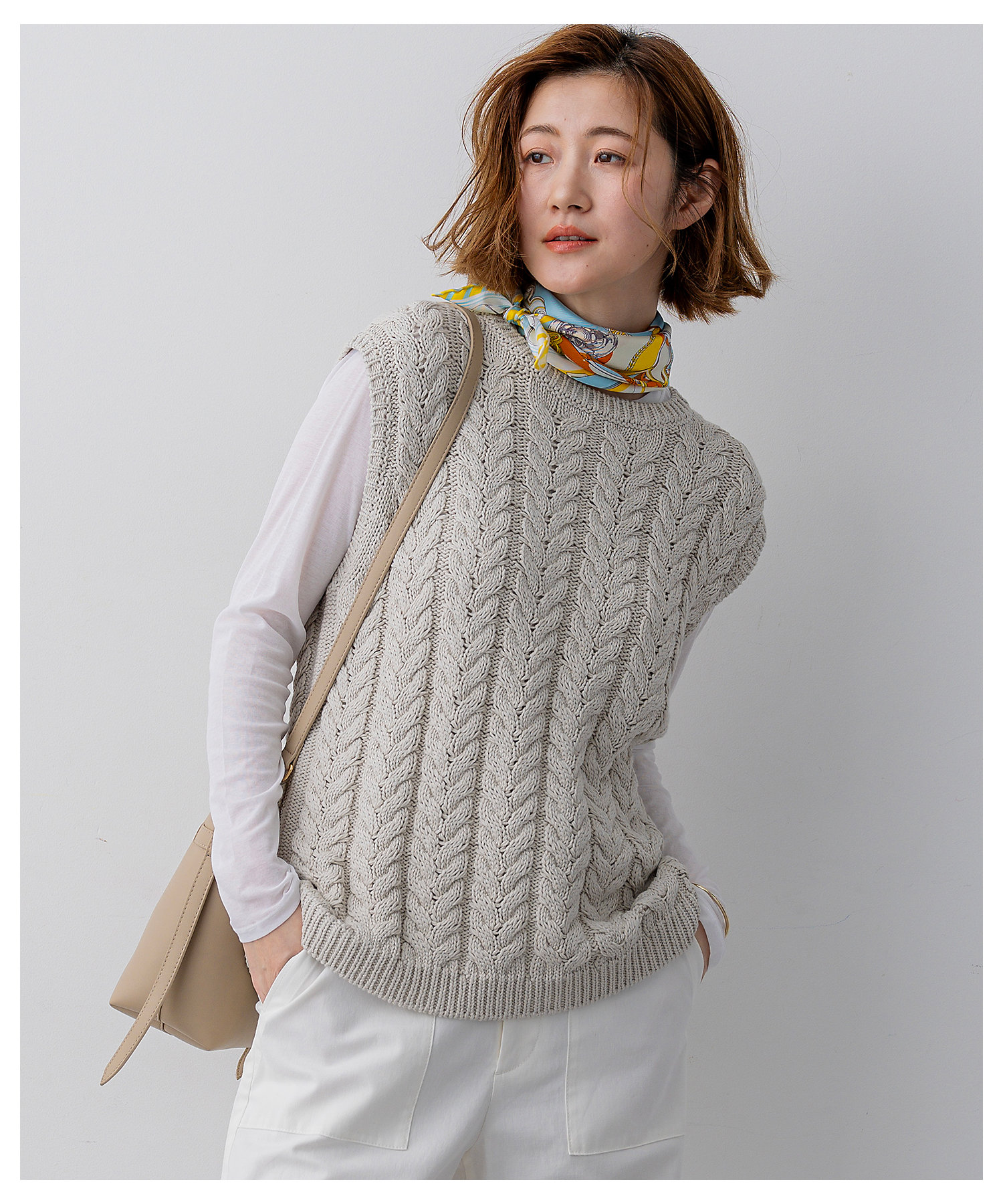 ケーブル ニットベスト（KRWOLS0254） | 23区 (Women
