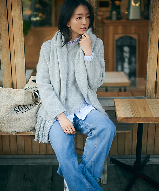 滝沢眞規子さん着用】ベビーアルパカ クロップド ニット