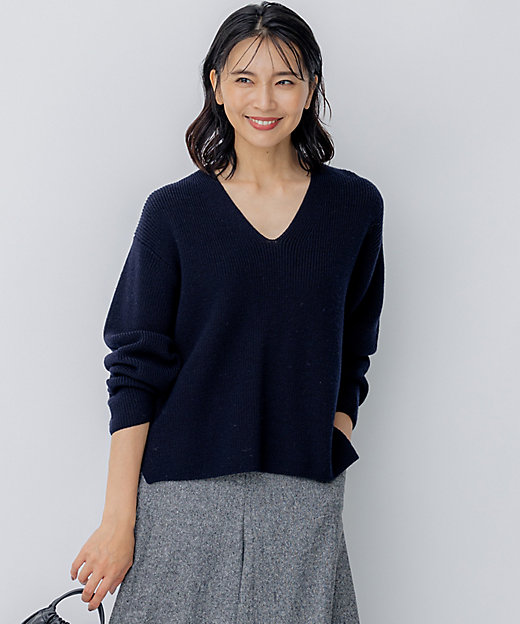 洗える】ウールミドルゲージ Vネック ニット（KRWOSW0553