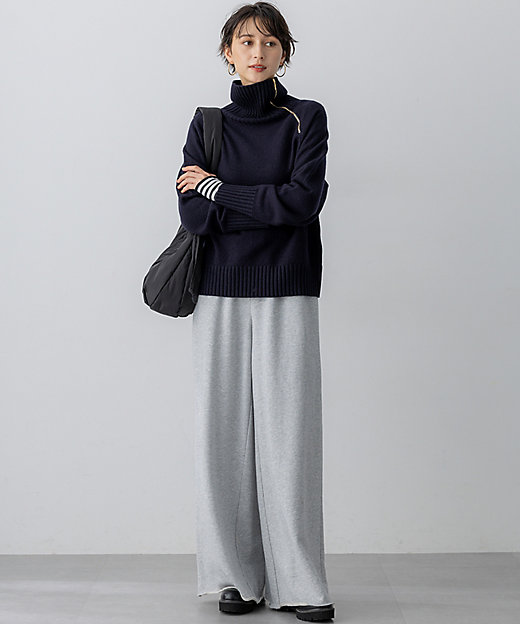 ボイルドウールコンビ ジップ タートルニット（KRWSGW0562