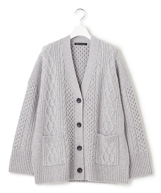 洗える】ウールカシミヤ アランパターン カーディガン