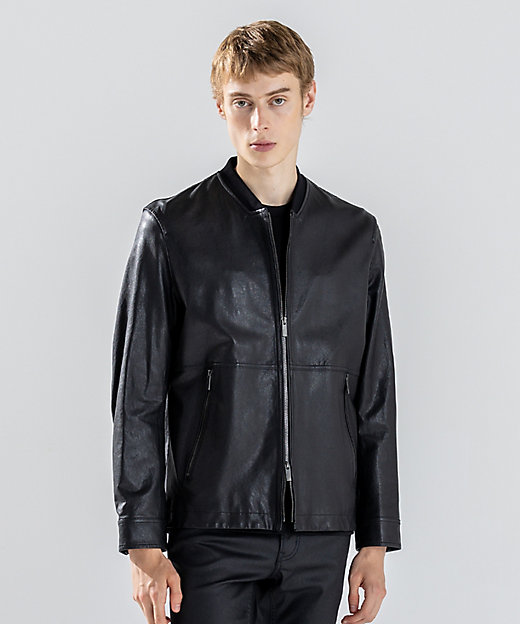 新素材【シャツ感覚で羽織れる軽さ】シュリンクエアレザー ブルゾン