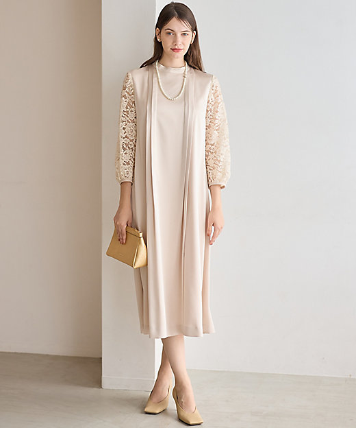 APPLAUDIR】ノーブルサテン レースコンビドレス