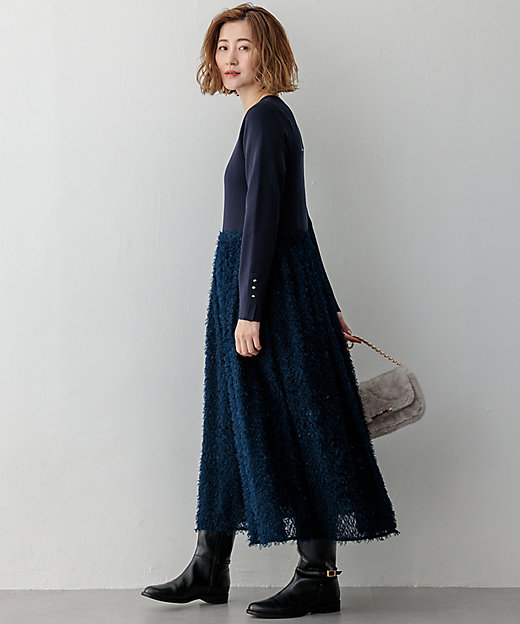 滝沢眞規子さん着用／一部店舗限定／洗える】ニットコンビジャカード