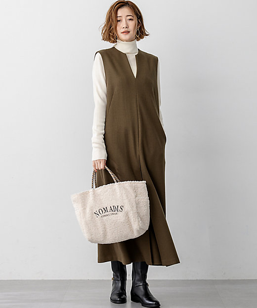 ウールミルドジャージー ボックスタック ジャンパースカート