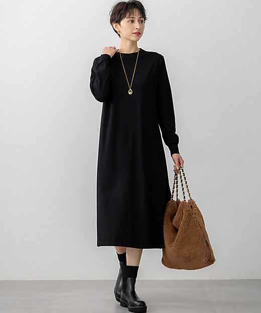 洗える／吊り干しOK】レーヨンストレッチ バックデザイン ニット