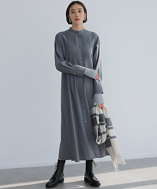 CLASSY．コラボ／洗える】ウールストレッチツイル ピンタック