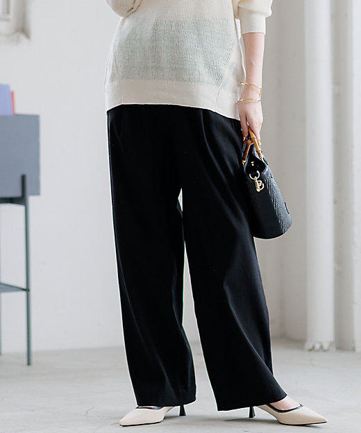 洗える】リネンレーヨンストレッチ ドロスト パンツ