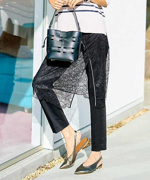 カタログ掲載・定番人気・新色追加】コットンサテンテーパード パンツ