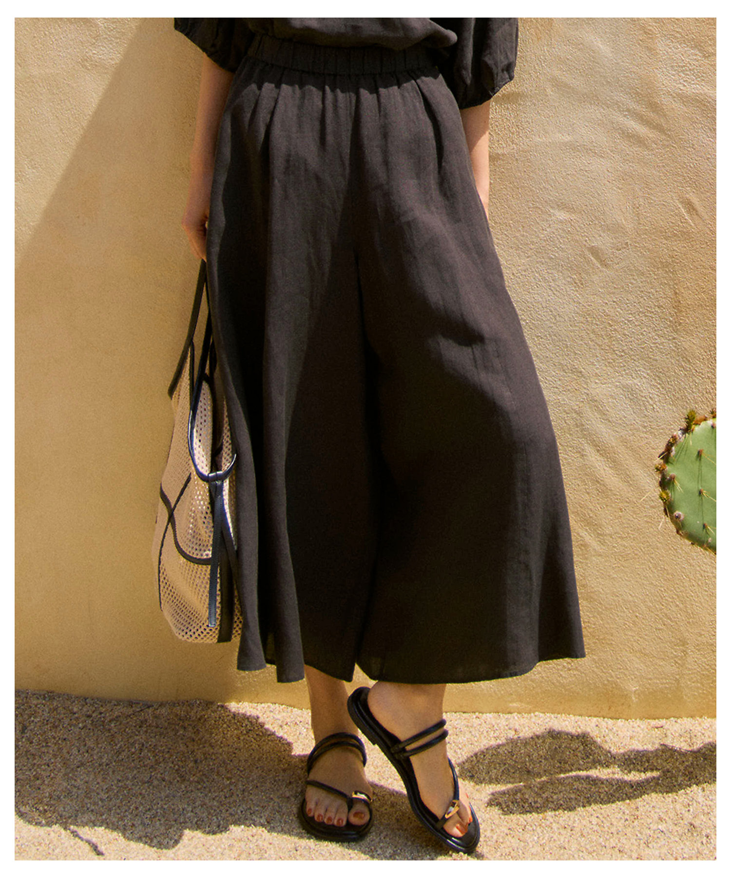 洗える】LIBECOリネン ガウチョ パンツ（PRWSGM0610