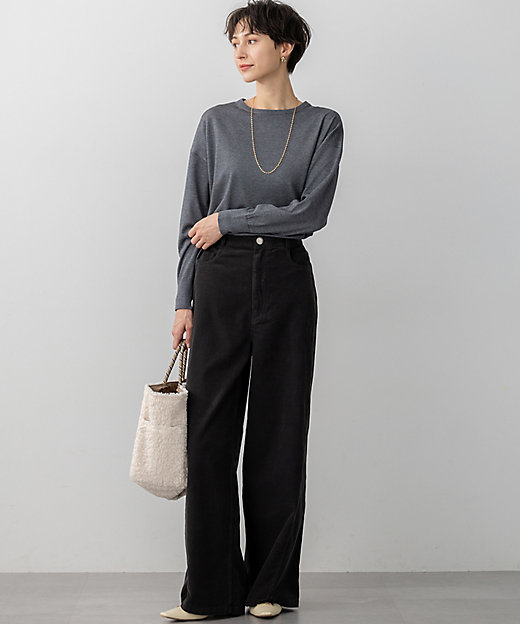 滝沢眞規子さん着用／洗える】コットン コーデュロイ ワイド パンツ