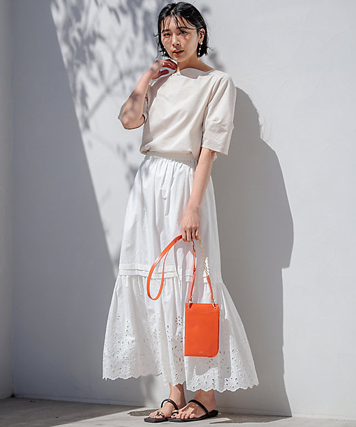 SLOW／一部店舗限定】フラワーエンブロイダリー スカート