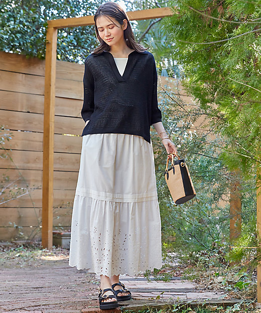 SLOW／一部店舗限定】フラワーエンブロイダリー スカート