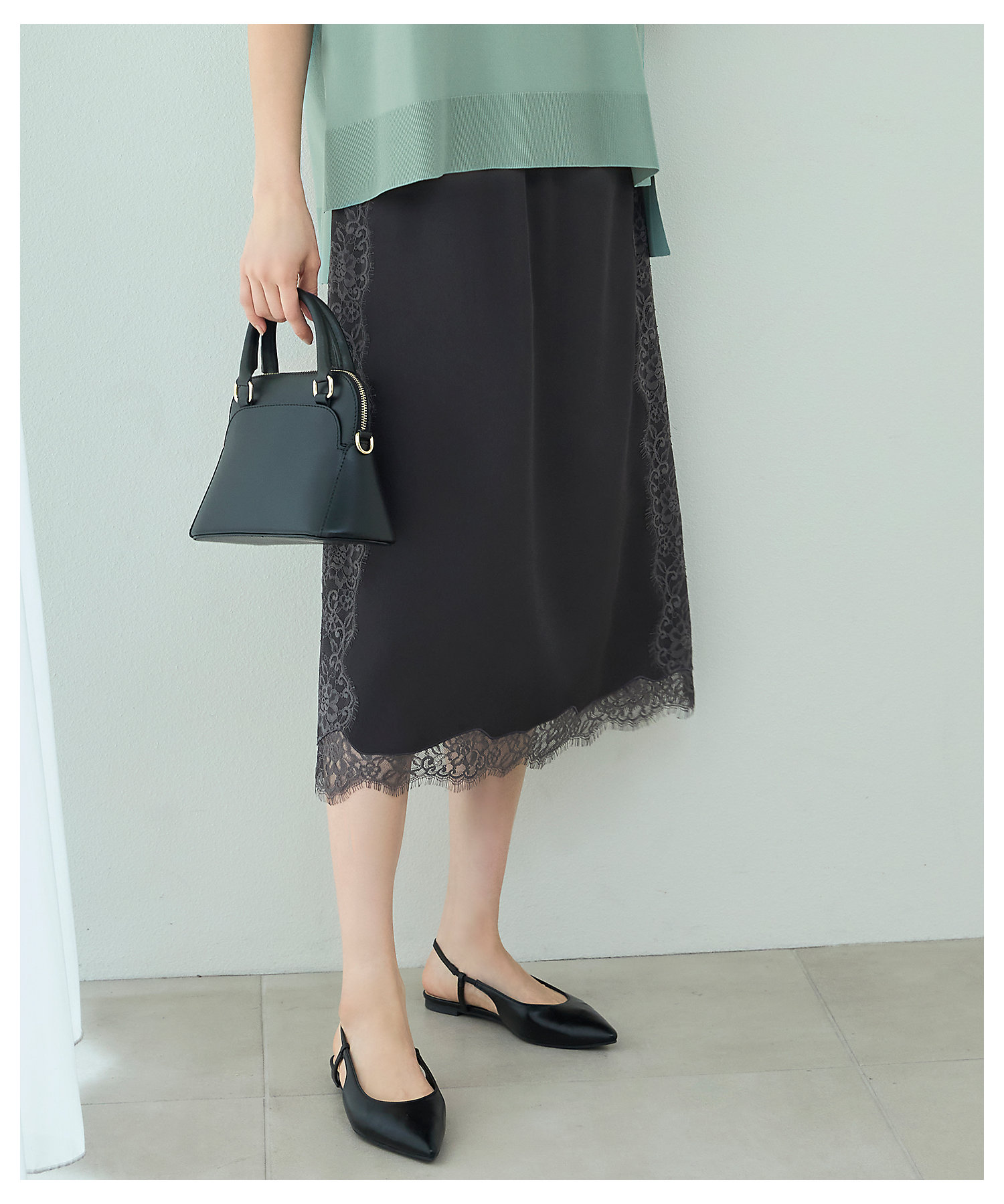 洗える】サテンレース スカート（SKWMGM0416） | 自由区