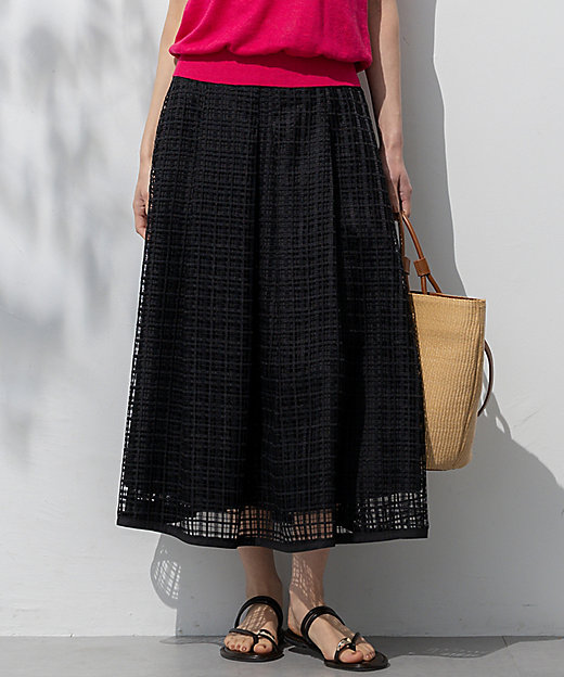 洗える】Broche チェックレース スカート（SKWOGM0513
