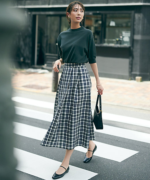 洗える】ナイロンチェックタフタ タックスカート