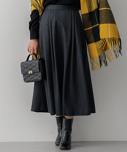 洗える】ウールミルドジャージー タック スカート