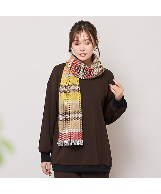 手洗いOK】マルチチェック・フリンジマフラー（56165507