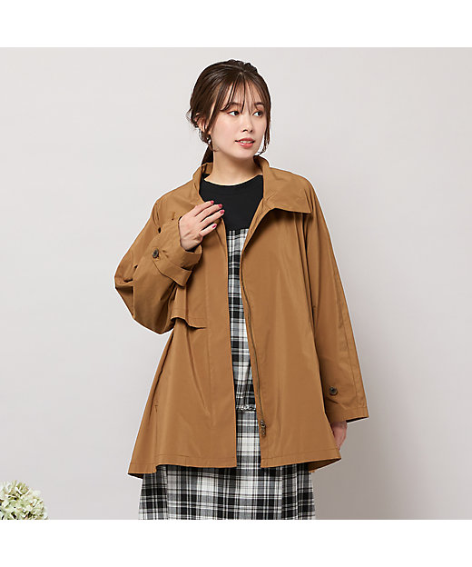 撥水】Aラインシルエット・ラグランスリーブトレンチブルゾン
