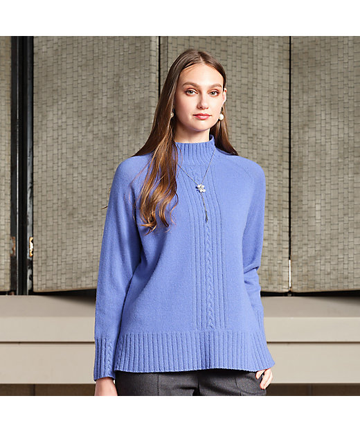 Selection】カシミヤ ハイネックプルオーバーニット