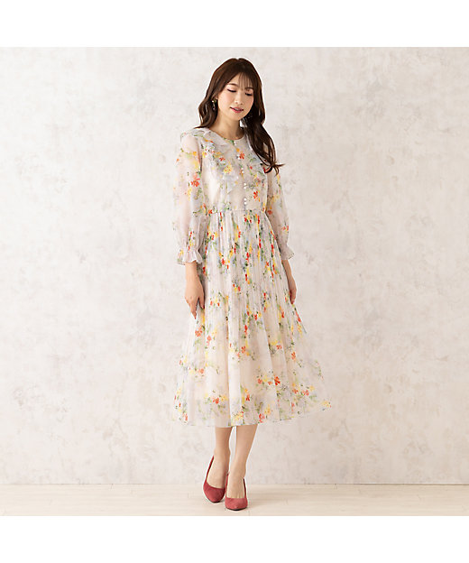 フリルフラワープリーツワンピース（51011503） | Rose Tiara