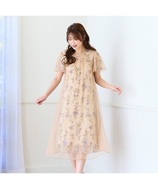 レース刺繍チュールワンピース（51013502） | Rose Tiara