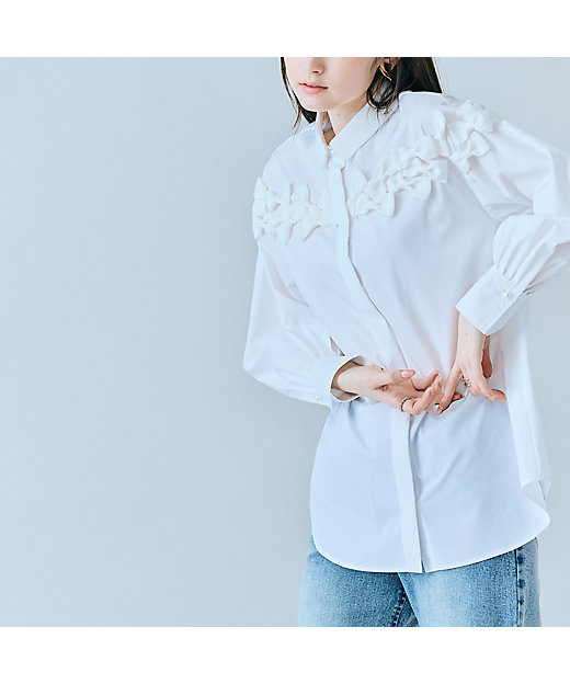 リボン付きシャツブラウス（83032606） | Rose Tiara (Women