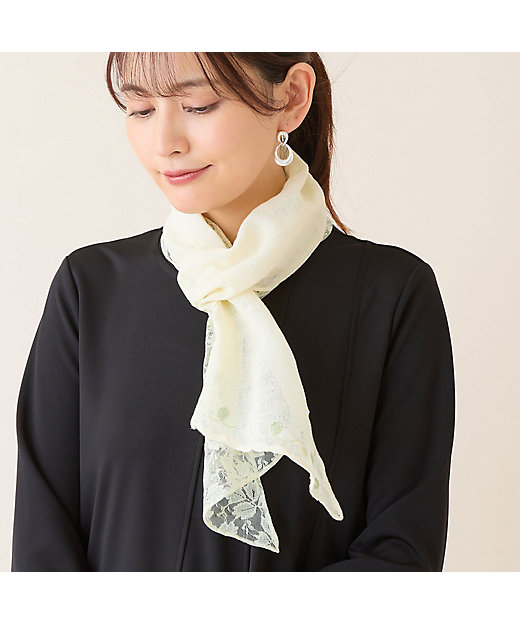 レース重ね刺繍入りストール（12162601） | LOBJIE (Women