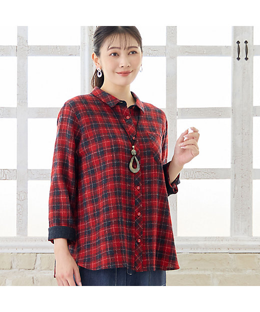 WEB限定カラーあり・3L／4Lサイズあり】ウールチェックシャツ