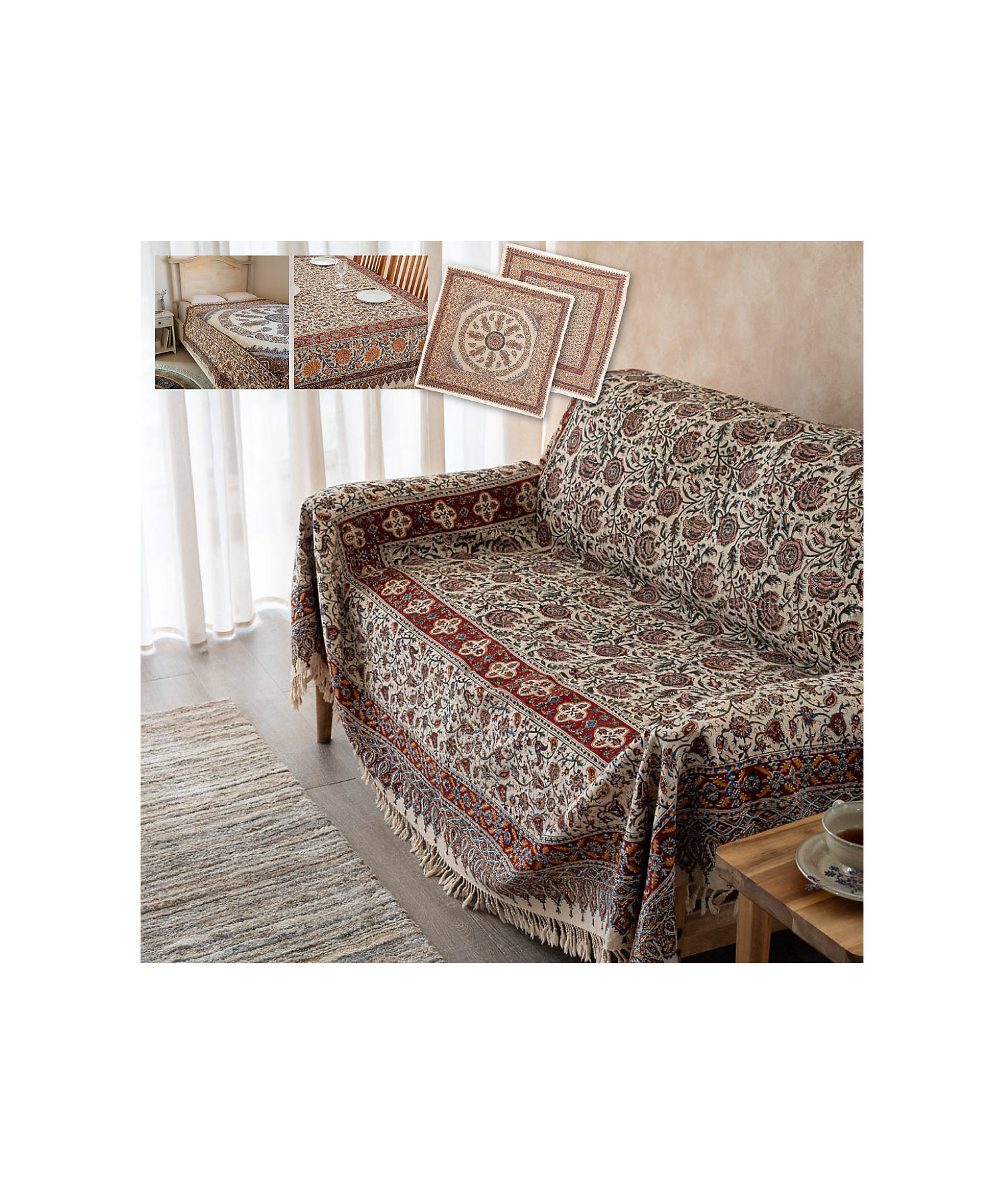 ☆手染めペルシャ更紗（マルチカバー）200×200cm 4 | 三越