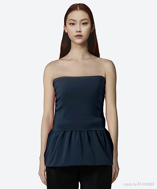 トップス 18G Smooth Peplum Bare TopLW