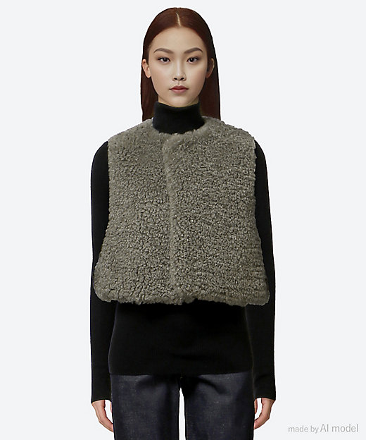 FAUX SHEARLING CROPPED VEST 25FW