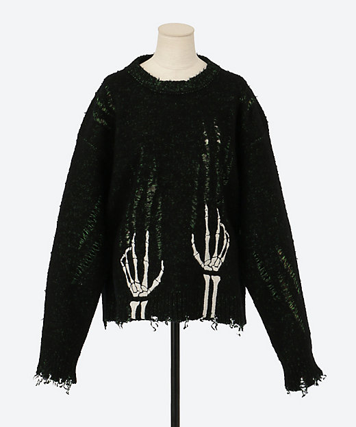SKELTON SCRATCH KNIT PULLOVER