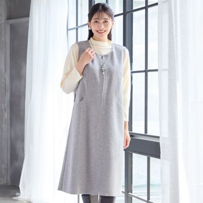 2WAY・3L／4Lサイズあり】Aラインジャンパースカート（グレー